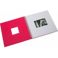 Álbum espiral Khari fucsia acanalado páginas blancas 33x33 cm