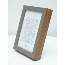 S46PH7 Wooden photo frame in grey with a wood coloured side