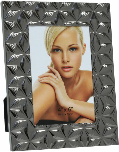 S58MR4 Large photo frame with flower detail in shiny grey