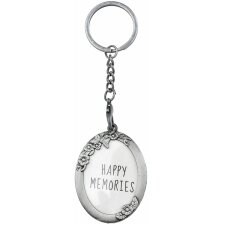 Melady LKCF0004ZI Schlüsselanhänger mit Foto Silberfarbig Metall Blumen Oval