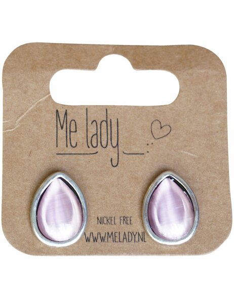 Earrings 2 cm silver coloured-pink - ME Lady MLER0051