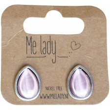 Earrings 2 cm silver coloured-pink - ME Lady MLER0051