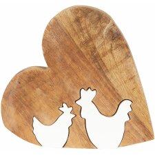 Decoration heart with chicken 16x15x2 cm - Clayre & Eef
