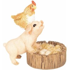 Decoration pig and rooster 8x5x8 cm - Clayre & Eef 6PR2582