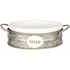 Soap dish in metal holder 16x11x6 cm - Clayre & Eef 6CE1002