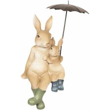 Decoración Conejo sentado bajo el paraguas 10x9x19 cm