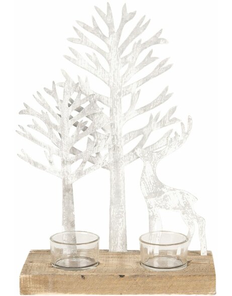 Tealight holder with trees and deer 20x10x29 cm - Clayre &amp; Eef