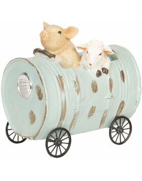 Decoration pig and sheep in barrel 13x9x14 cm - Clayre & Eef
