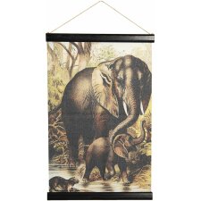 Clayre & Eef 6WK0033 Wandteppich 40x2x60 cm Braun Schwarz Leinen Elefanten