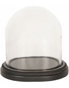 Clayre & Eef 6GL2488 Szklany Bell Jar 18x15x18 cm Brown Wood Glass Oval
