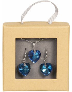 Halskette und Ohrringe Kristall blau - MLNE0002