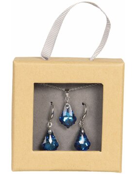 Collana e orecchini di cristallo blu - MLNE0003