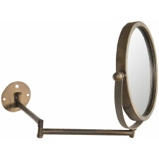 Clayre & Eef 62S163 Mirror 37x32 cm Copper Coloured Iron Wood Round Large Mirror
