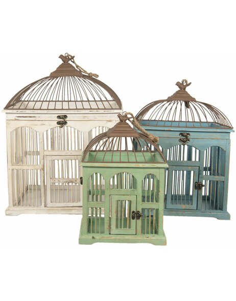 Set de cages &agrave; oiseaux (3 pi&egrave;ces) 42x32x55-34x26x46-26x19x36 cm Clayre &amp; Eef 5H0432