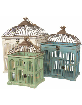 Set de cages à oiseaux (3 pièces) 42x32x55-34x26x46-26x19x36 cm Clayre & Eef 5H0432