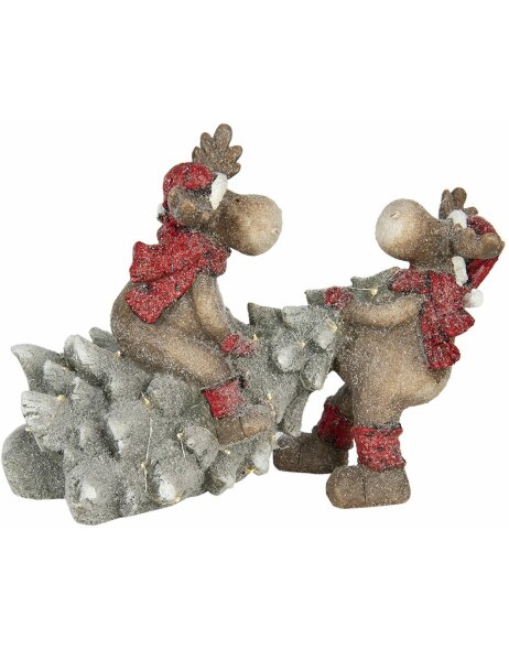 Decoration reindeer with Christmas tree LED 39x26x29 cm Clayre &amp; Eef 6CE1140