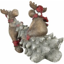 Decoration reindeer with Christmas tree LED 39x26x29 cm Clayre & Eef 6CE1140
