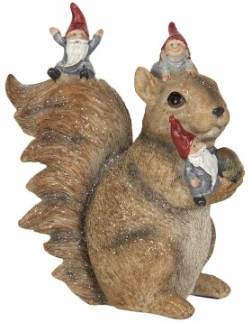 Decoration squirrel with gnomes 16x8x18 cm Clayre & Eef 6PR2966