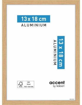 Accent aluminium picture frame Duo 13x18 cm oak