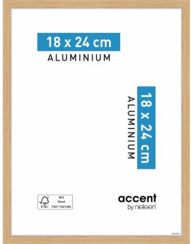 Accent aluminium picture frame Duo 18x24 cm oak