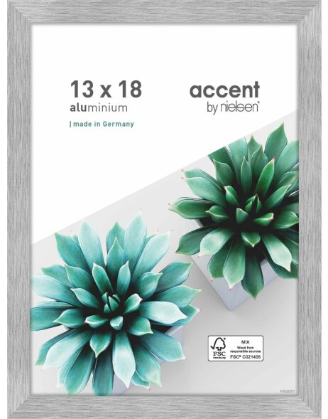 Accent aluminium picture frame Star 13x18 cm structure silver matt