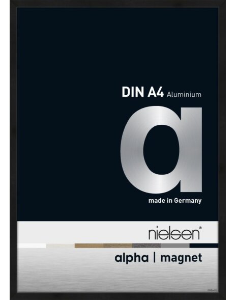 Marco de aluminio Alpha Magnet 21x30 cm anodizado negro mate - cristal acr&iacute;lico
