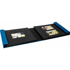 HNFD Álbum de fotos Lona lino azul 1000 fotos 34,5x33 cm 168 páginas negras