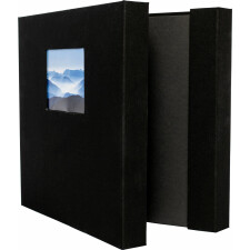HNFD Álbum de fotos Lona lino negro 1000 fotos 34,5x33 cm 168 páginas negras