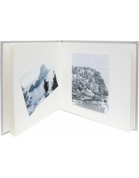 violett mit Passepartout-Ausschnitt mit feinem Stoff überzogen 30 ivory-farbene Seiten, 15 Blatt, 28 x 24 cm Rössler Papier Schraubalbum 