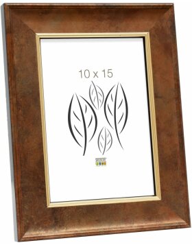 Wooden frame S46EA3 gold edge 20x20 cm anti-reflective glass