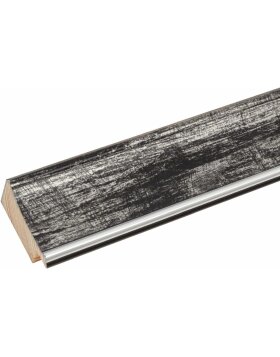 Cadre en bois S46E bord argent&eacute; 15x15 cm noir...