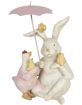 Dekoration Kaninchen mit Regenschirm 12x11x16 cm mehrfarbig 6PR3190