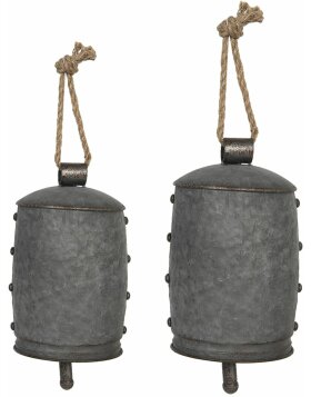 Decoration bell (2 pcs) Ø 14x23 - Ø 11x18 cm grey 6Y4181