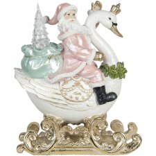Decoration Santa on swan LED 28x15x32 cm white 6PR2984