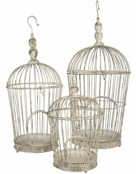 Decoration birdcage (set 3 pcs) Ø 36x81 - Ø 31x72 - Ø 26x44 cm white 5Y0722