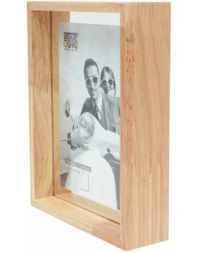 Rama szklana z drewnianą krawędzią naturalna 20x30 cm szkło passepartout