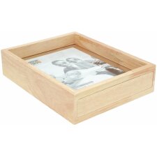 Glass frame with wooden edge natural 20x30 cm glass passepartout