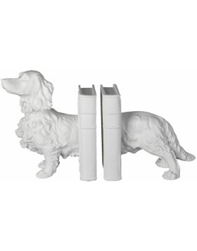Boekensteun Hond (set van 2) wit 28x12x22 cm 6pr3394