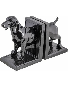 Boekensteun (set van 2) Hond zwart 25x9x15 cm 6pr4623