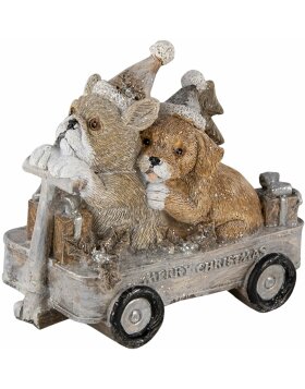 Decoration dogs in cart multicolored 10x6x9 cm 6PR4637