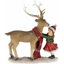 Decoration child with reindeer multicolored 18x8x21 cm 6PR4671
