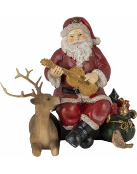 Decorazione Babbo Natale con renna multicolore 18x12x16 cm 6PR4713