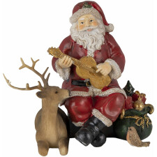 Dekoration Weihnachtsmann mit Rentier mehrfarbig 18x12x16 cm 6PR4713