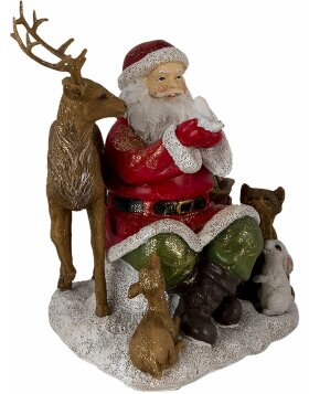 Decoratie Kerstman met dieren veelkleurig 18x13x19 cm 6pr4721