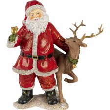 Dekoration Weihnachtsmann mit Rentier mehrfarbig 19x11x20 cm 6PR4722