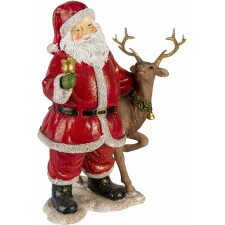 Dekoration Weihnachtsmann mit Rentier mehrfarbig 19x11x20 cm 6PR4722