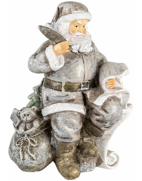 Dekoration Weihnachtsmann mit Rentier silber 10x7x13 cm 6PR4726
