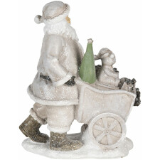 Dekoration Weihnachtsmann mit Wagen silber 12x8x15 cm 6PR4728