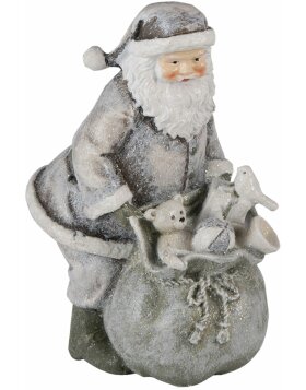 Dekoration Weihnachtsmann mit Rentier silber 10x7x13 cm 6PR4729