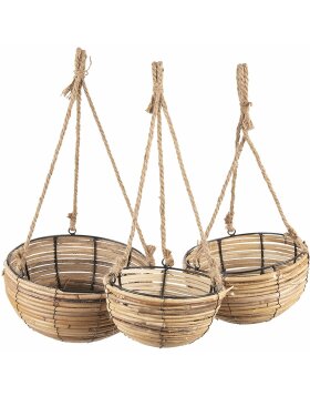 Baskets hanging vertically (set 3 pcs.) brown Ø 28x15 - 24x14 - 20x11  cm 6RO0511
